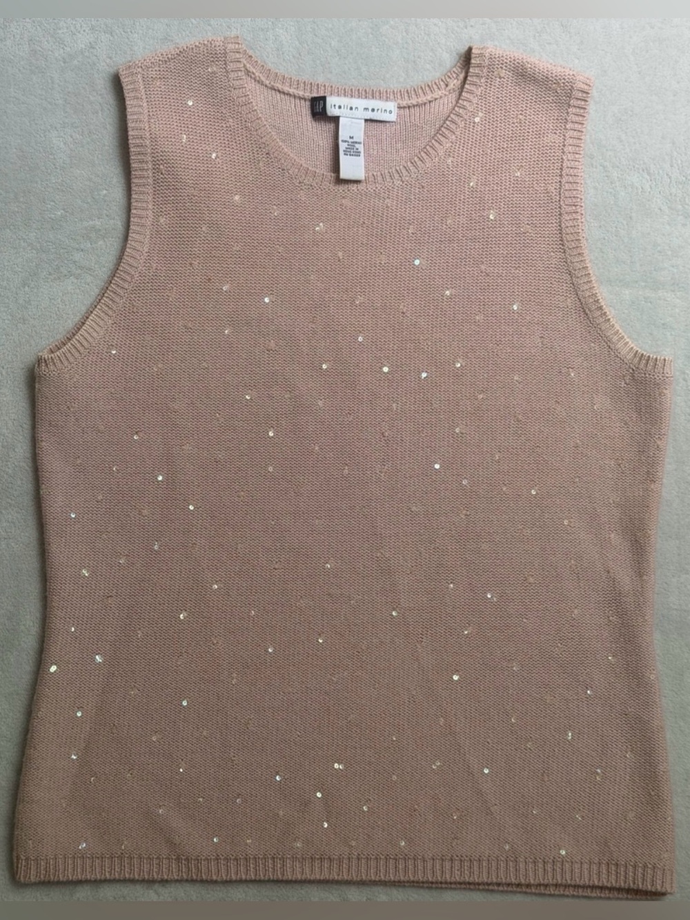 GAP blush pink sequin knit crewneck top